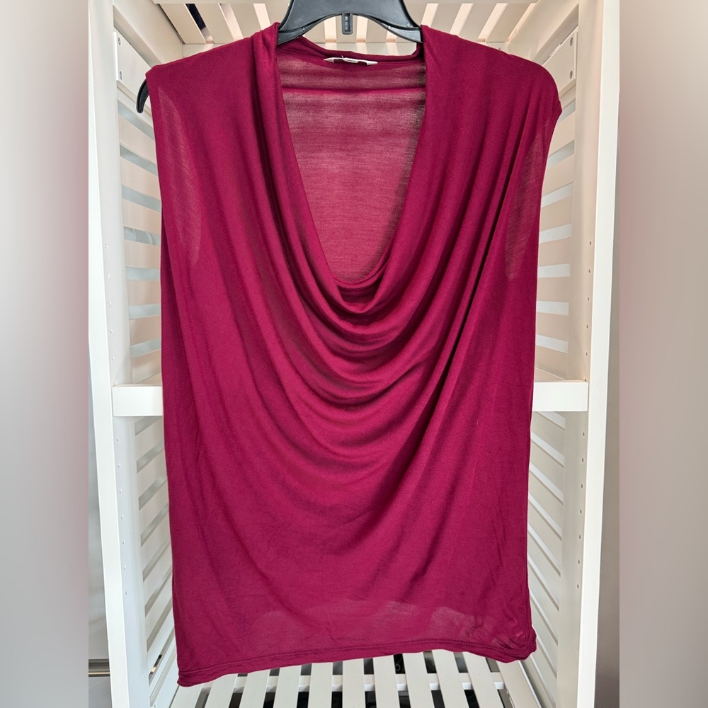 Cabi Small burgundy drape-neck top